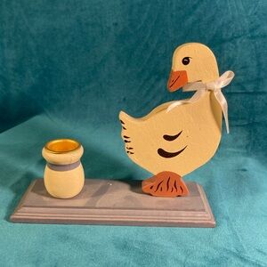Giftco Vintage Whimsy Duck Candle Holder Wood Cottagecore